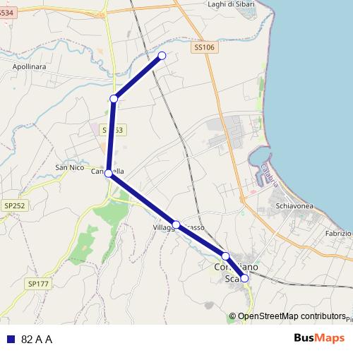 82 A A bus Line Map
