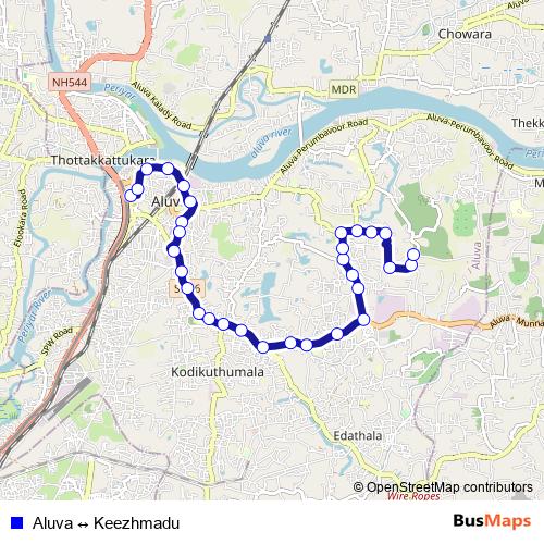 Aluva ↔ Keezhmadu bus Line Map