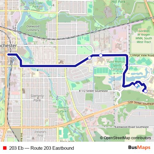 203 Eb bus Line Map