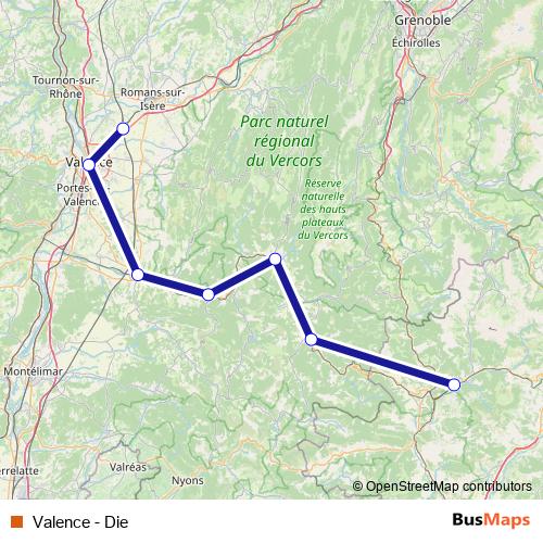 Valence - Die bus Line Map