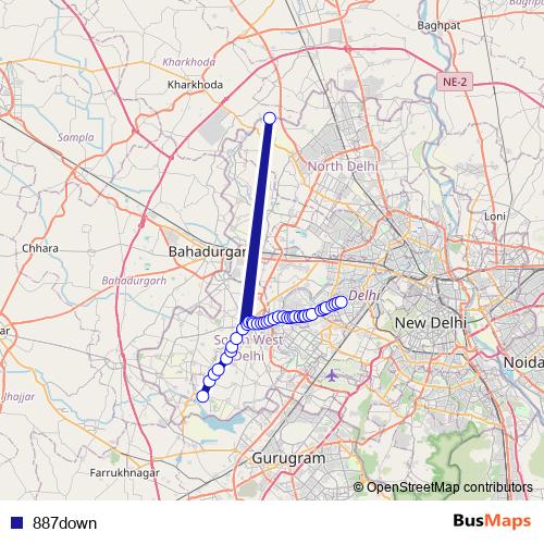 887down bus Line Map
