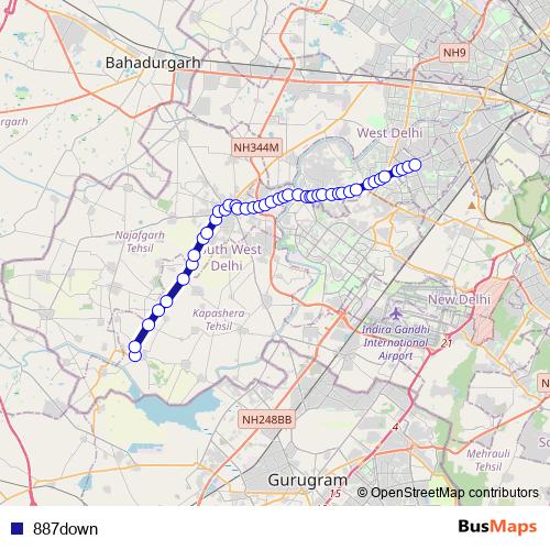 887down bus Line Map