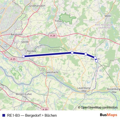 RE1-B3 bus Line Map