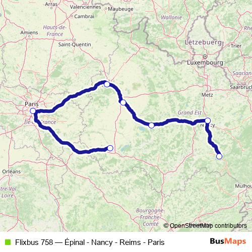 Flixbus 758 bus Line Map