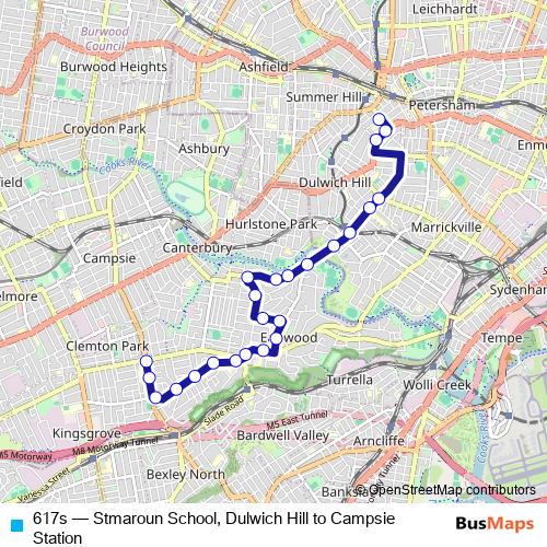617s bus Line Map