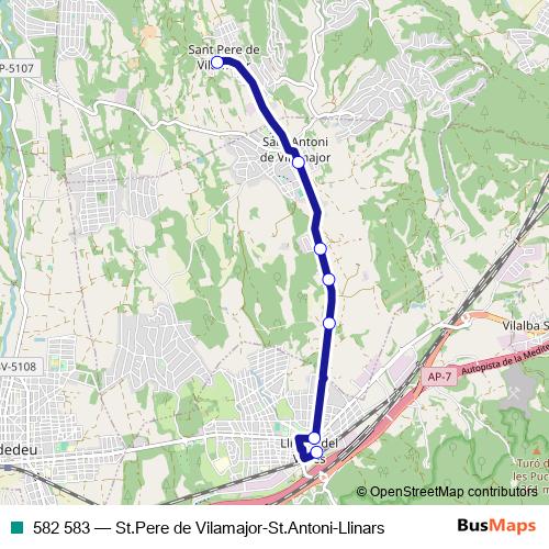 582 583 bus Line Map