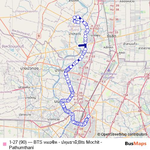 1-27 (90) bus Line Map