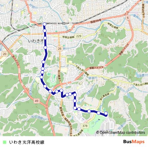 Iwaki Koyo-Koko Line bus Line Map