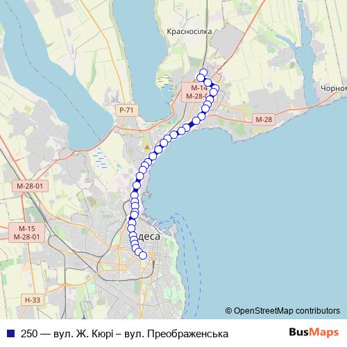 250 bus Line Map