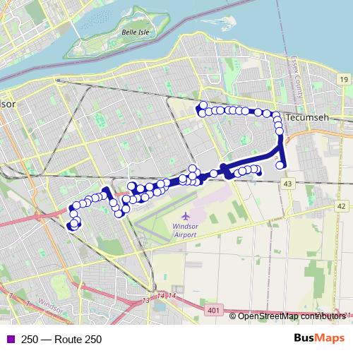 250 bus Line Map