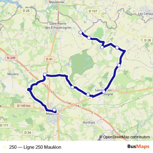 250 bus Line Map