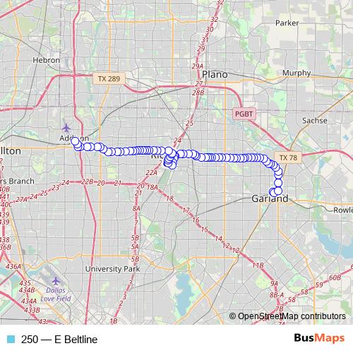 250 bus Line Map