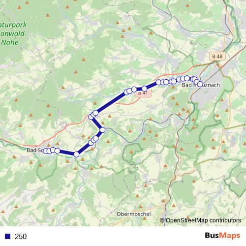 250 bus Line Map