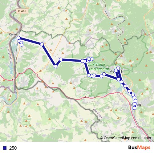 250 bus Line Map