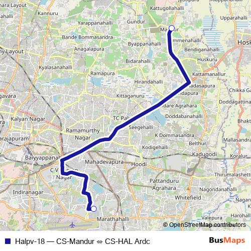 Halpv-18 bus Line Map