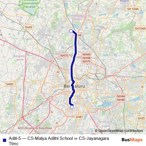 Aditi-5 bus Line Map