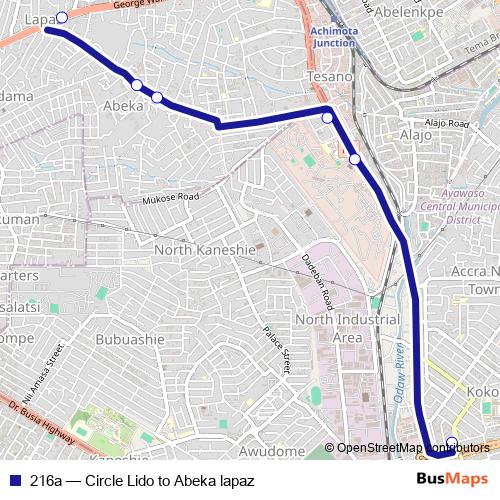 216a bus Line Map