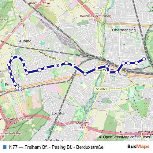 N77 bus Line Map