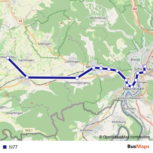 N77 bus Line Map