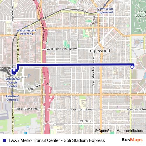 LAX / Metro Transit Center - Sofi Stadium Express bus Line Map