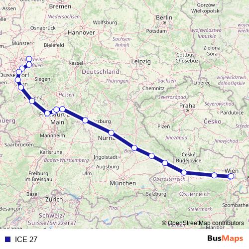 ICE 27 rail Line Map