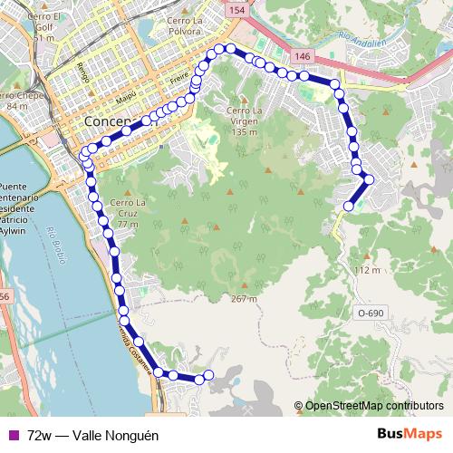 72w bus Line Map