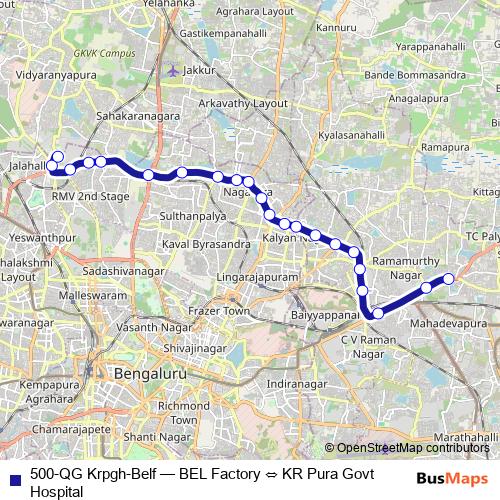 500-QG Krpgh-Belf bus Line Map