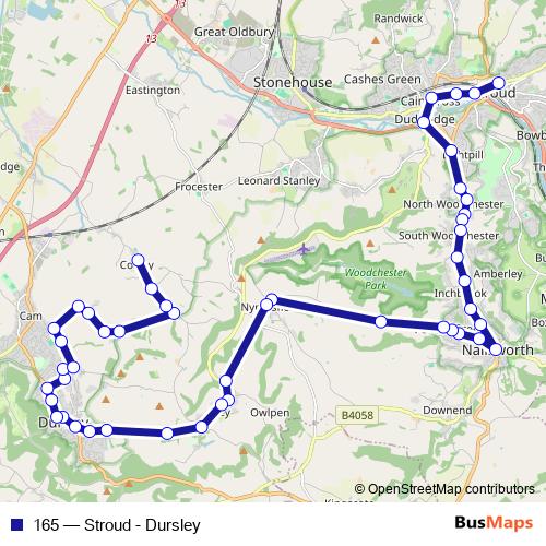 165 bus Line Map