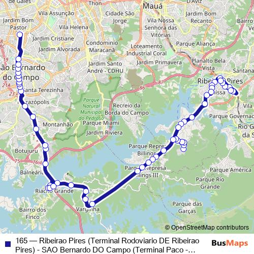165 bus Line Map