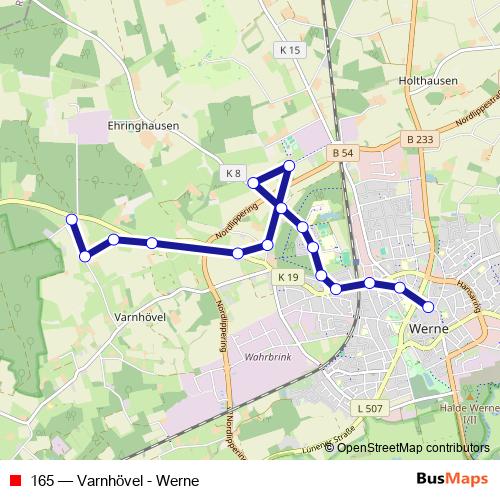 165 bus Line Map