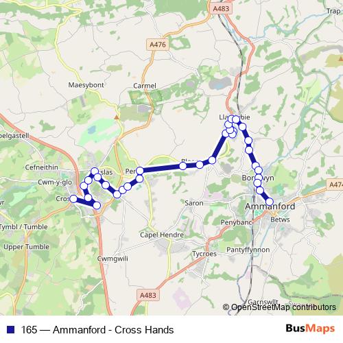 165 bus Line Map
