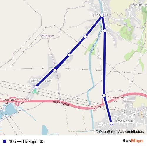 165 bus Line Map