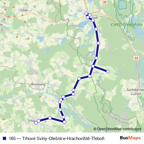 165 bus Line Map