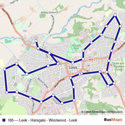 165 bus Line Map