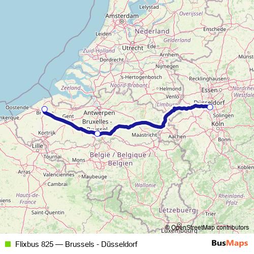 Flixbus 825 bus Line Map