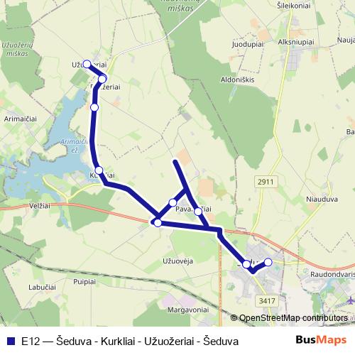 E12 bus Line Map