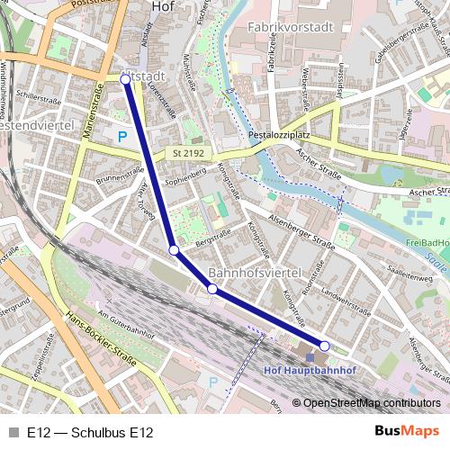 E12 bus Line Map