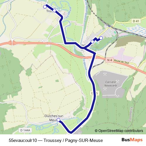 55evaucoulr10 bus Line Map