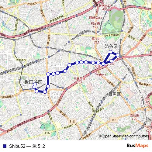 Shibu52 bus Line Map