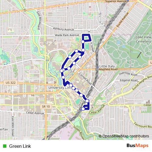 Green Link bus Line Map