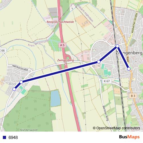 6948 bus Line Map