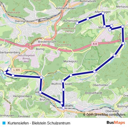 Kurtensiefen - Bielstein Schulzentrum tram Line Map