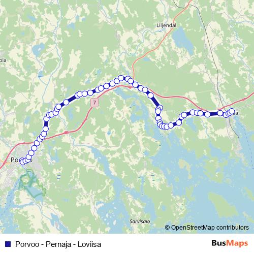 Porvoo - Pernaja - Loviisa bus Line Map