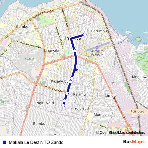 Makala Le Destin TO Zando bus Line Map