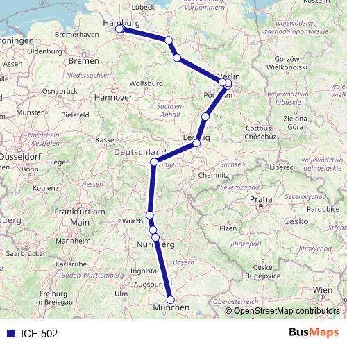 ICE 502 rail Line Map