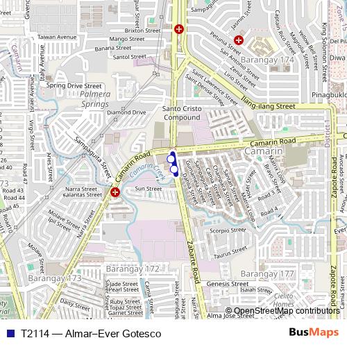 T2114 (Almar–Ever Gotesco) Bus, route map and schedule, Quezon City