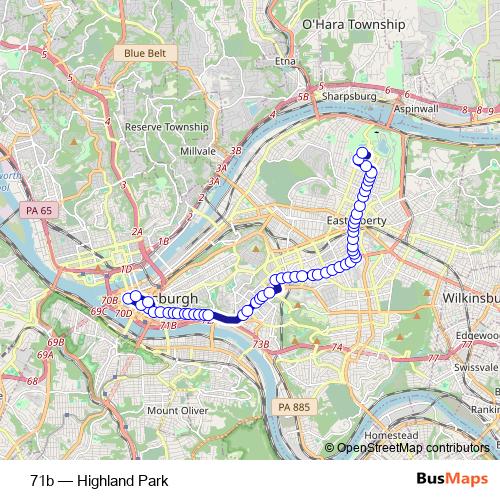 71b bus Line Map