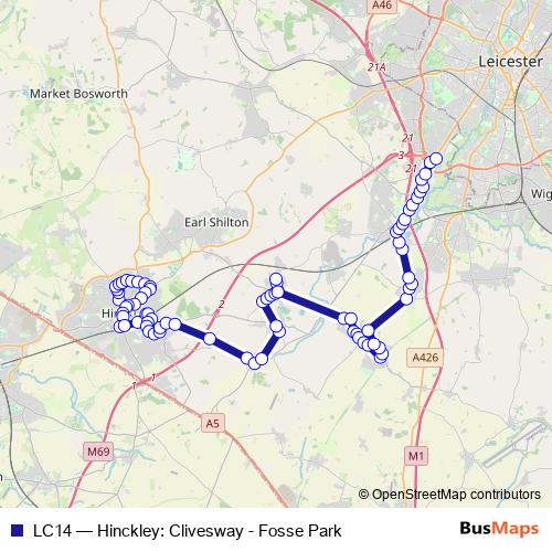 LC14 bus Line Map