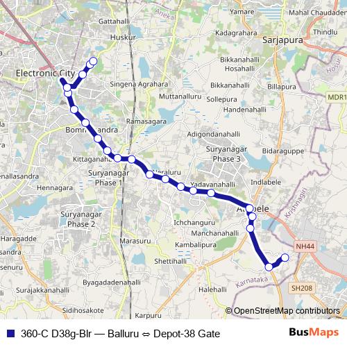 360-C D38g-Blr bus Line Map