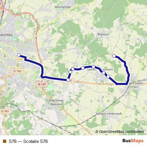 S76 bus Line Map